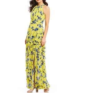Eliza J | Dresses | Eliza J Yellow Blue Floral Ruffle Maxi Dress | Poshmark